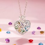 Liebe dich für immer Krone Herz Käfig Birthstones Halskette