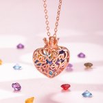 Liebe dich für immer Krone Herz Käfig Birthstones Halskette