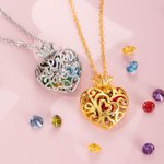 Liebe dich für immer Krone Herz Käfig Birthstones Halskette