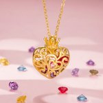 Liebe dich für immer Krone Herz Käfig Birthstones Halskette