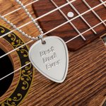 Engraved Guitar Pick Pendant Necklace