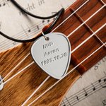 Engraved Guitar Pick Pendant Necklace