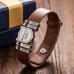 Bracciale scudo in pelle per uomo con nomi da 1 a 20