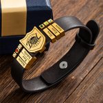 Bracciale scudo in pelle per uomo con nomi da 1 a 20