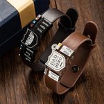 Bracciale scudo in pelle per uomo con nomi da 1 a 20