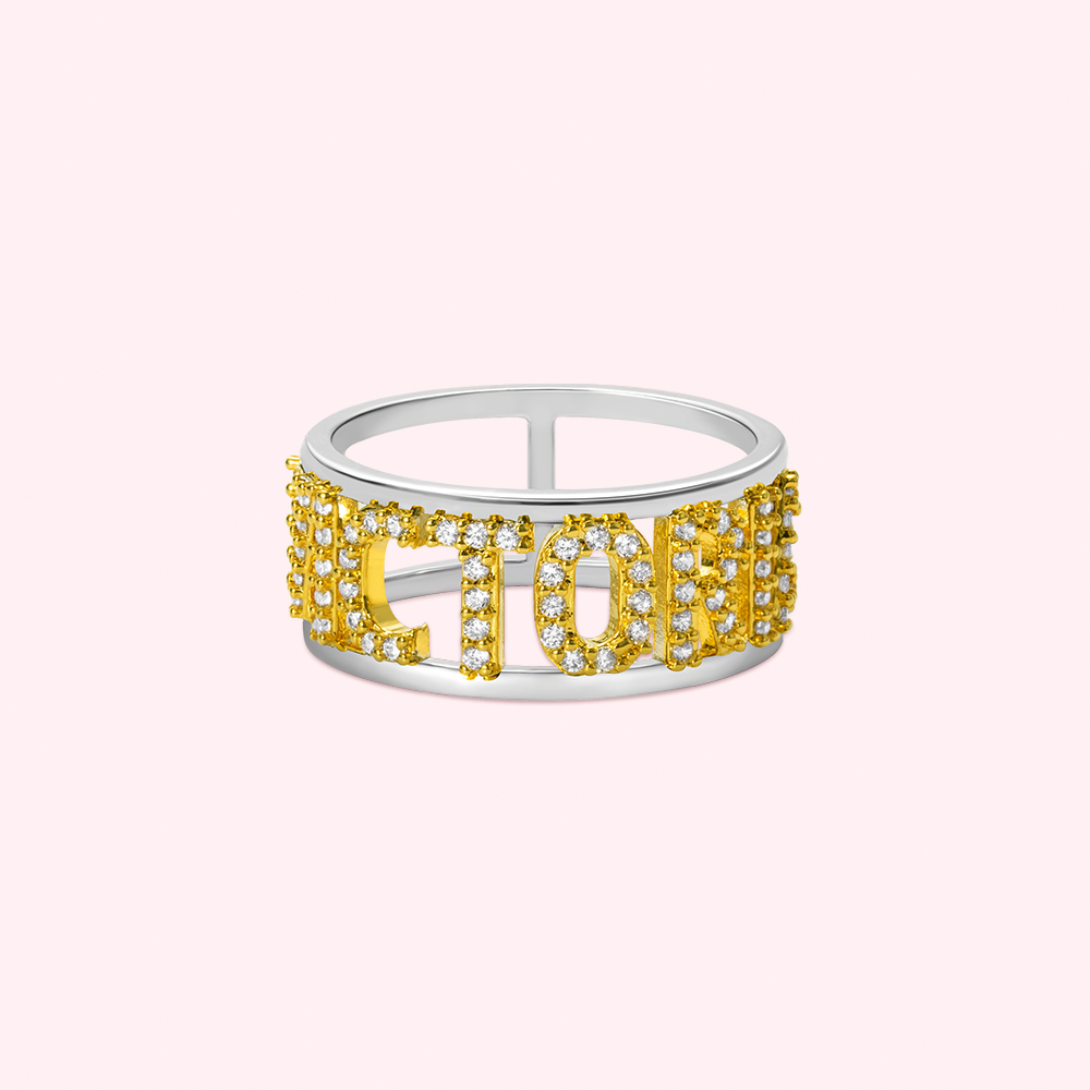 Personalized Pave Diamond Name Ring