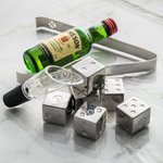 Personalised Glass Dice Silicone Ice Container Ice Clip and Bottle Stopper Set