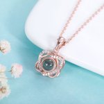 Personalized Center of Me Photo Projection Necklace with I Love You in 100 Languages