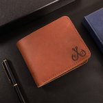 Personalized Fish Hook Men's Leather Wallet with Initials and Text Father's Day Birthday Gift for Dad Fishing Lovers
