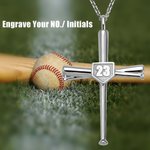 Collier Personnalisé Chiffre ou Initiale en Batte de Baseball Croisé Cadeau d'Anniversaire pour Amoureux de Bseball | Callie