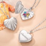 Heart Oyster Birthstones Locket Necklace