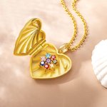 Heart Oyster Birthstones Locket Necklace