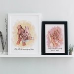 Peinture Décorative Personnalisée avec Noms Texte 3-5 Mains de Style Aquarelle Décoration Murale pour Famille Cadeau Naissance Bébé Fête des Pères