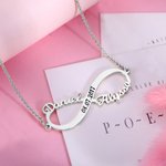 Collier Symbole de l'Infini Personnalisé avec 2 Noms et Date Cadeau Anniversaire St Valentin pour Femme Petite Amie