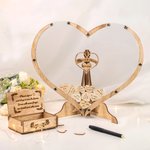 Panneau Bénédictions en Bois Personnalisé avec Noms du Couple et Date Décoration de Mariage avec Étiquettes en Cœur Cadeau pour Nouveaux Mariés