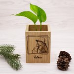 Vaso da fiori in legno con foto personalizzata e nome Regalo di inaugurazione per amici di famiglia