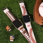 Bracelet Apple Watch en Cuir de Baseball/Football avec Gravure