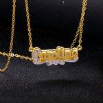 Collier à Personnaliser avec Nom Collier Double Plaque en Dentelle Cadeau d'Anniversaire pour Femme