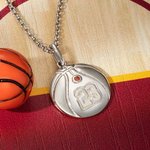 Collier Personnalisé Pierre de Naissance et Chiffre Pendentif en Argent en Basketball Cadeau d'Anniversaire pour Amoureux de Basketball | Callie