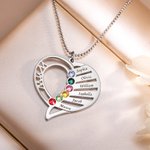 Collier pour Maman Personnalisé avec Pierre de Naissance et 1-6 Prénoms des Enfants Cadeau Fête des Mères