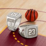 Bague de Basket-ball en Argent Sterling Personnalisée avec Nom Texte et Numéro Gravés Cadeau Anniversaire Fête des Pères pour Amoureux du Sport