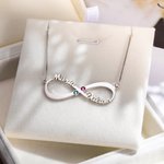 Collar Infinito de Amor con 2 Nombres y Piedras de Nacimiento