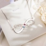Collar Infinito de Amor con 2 Nombres y Piedras de Nacimiento