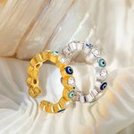 Bague Ajustable Personnalisée avec Pierre de Naissance Anneau Yeux Maléfiques Cadeau pour Femme