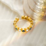 Bague Ajustable Personnalisée avec Pierre de Naissance Anneau Yeux Maléfiques Cadeau pour Femme