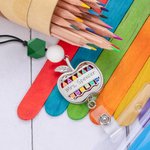 Portadocumenti personalizzato con cordino per aromaterapia a forma di mela e perline Regalo per insegnanti