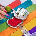 Portadocumenti personalizzato con cordino per aromaterapia a forma di mela e perline Regalo per insegnanti