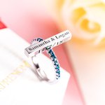 Engraved Bar Ring for Women with Accents