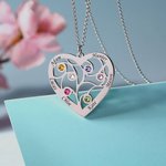 Collier Arbre de Vie à Graver Personnaliser avec Prénom Pierre de Naissance Pendentif Cœur Cadeau Anniversaire Fête des Mères
