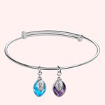 Bracelet de Feuilles Personnalisé avec Pierres de Naissance et Initiales Cadeau d'Anniversaire Fête des Mères pour Maman
