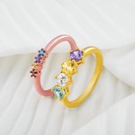 Bague Élégante Personnalisée avec Pierres de Naissance Cadeau d'Anniversaire pour Femme