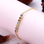 Personalized 1 to 12 Birthstones Sterling Silver Bracelet Family Jewelry Birthday Mother's Day Gift for Women