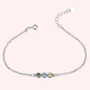 Bracciale personalizzato da 1 a 12 pietre di nascita in argento sterling Gioielli di famiglia Compleanno Regalo per la festa della mamma per le donne