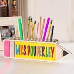 Porte-crayon en bois personnalisé avec nom Cadeau de rentrée pour enseignant