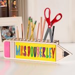 Porte-crayon en bois personnalisé avec nom Cadeau de rentrée pour enseignant