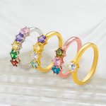 Bague Élégante Personnalisée avec Pierres de Naissance Cadeau d'Anniversaire pour Femme