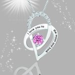 Custom Birthstone Heart I Love You To The Moon and Back Necklace