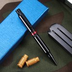 Personalized Yellow Red Blue Line Engraved 308 Bullet Shaped Ballpoint Pen with Clip Ink Refill Gift for Policeman Military Legal Officer