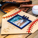 Ornement Pendant en Bois Personnalisé avec Photo Décoration Murale Style Baseball Cadeau Pour Père