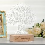 Veilleuse LED arbre d'amour personnalisée avec base en bois et texte Cadeau d'anniversaire de mariage pour couple