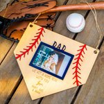Ornement Pendant en Bois Personnalisé avec Photo Décoration Murale Style Baseball Cadeau Pour Père