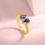 Bague en Argent Personnalisée Pierres de Naissance Cadeau de Fête des Mères pour Famille Maman