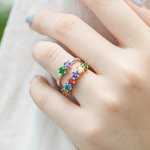 Bague Élégante Personnalisée avec Pierres de Naissance Cadeau d'Anniversaire pour Femme
