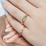 Bague Élégante Personnalisée avec Pierres de Naissance Cadeau d'Anniversaire pour Femme