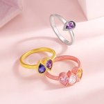 Bague en Argent Personnalisée Pierres de Naissance Cadeau de Fête des Mères pour Famille Maman