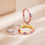 Gepersonaliseerde rechthoekige 1-10 familie geboortesteen zilveren ring Moederdag cadeau voor haar